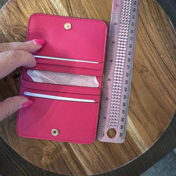 Coach Bifold Card Case Wallet Bold Pink Pebble Leather Key Ring NWT - Picture 6 of 6